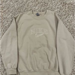 Tan Nike Embroidered Crew Neck